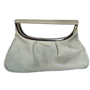 Vintage Rare Armani Exchange white leather clutch bag with magnetic closure